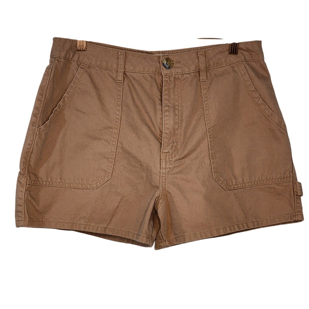 Banjara Womens Size L Brown Utility Cargo Shorts Cotton Button Fly Casual‎ EUC